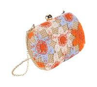 NVOQILIN Pochette in paglia Borsa per le donne Borsa a tracolla Estati Spiaggia Borse a tracolla Portafoglio Fiore Borse da sera in tessuto Regali Pochette di paglia Borsa per le donne, Stile 02, One
