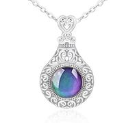 NVOQILIN Squisita emozione Feeling Anelli di Temperatura Cuore Cambiamento Colore Pietra dell'umore Ciondolo Cuore Collana Regali Per Collana di Cristallo Per Le Donne Set, D, come descritto, come