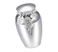 NVOQILIN Urna per animali domestici in lega di alluminio con design a forma di ali di perline, sicura tenuta a tenuta stagna, porta ceneri per animali domestici, ricordi commemorativi