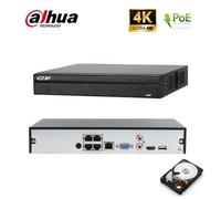 NVR 4 CANALI POE DAHUA 8.0 MPX ONVIF HARD DISK 500 GB