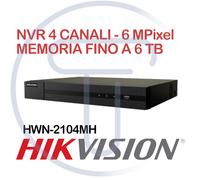 NVR Hikvision Hiwatch HWN-2104MH 4 canali 1 2 4 6 Megapixel max 6TB RJ45 Allarme