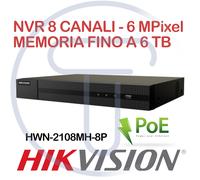 NVR Hikvision Hiwatch HWN-2108MH-8P 8 canali 2 4 6 Mpixel PoE video sorveglianza