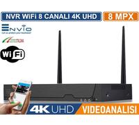 NVR WIFI 8 CANALI 8MP 4K ULTRA HD ANALISI INTELLIGENTE HUMAN E FACE DETECTION