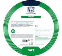 NVS Cavo coassiale TV - SAT in Classe A con diametro 5 mm in matassa da 100 mt. Conduttore in CCS, con doppia schermatura in foglio di alluminio + calza fitta in rame stagnato, impedenza 75 ohm.