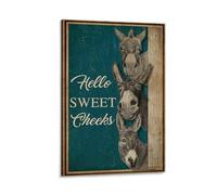 NVTTYIA Hello Sweet Cheeks, poster artistico da parete con asino, stampa rustica, decorazione rustica per la casa, stile rustico, opera d'arte con animali, simpatico poster regalo per gli innamorati