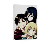NVTTYIA Poster artistico a tema anime, stampa artistica da parete con personaggi Eren Mikasa Armin, opera d'arte per la casa, idea regalo unica, stampa da collezione per fan dell'animazione giapponese