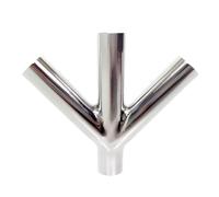 NVVVNX 1 pz 19 25 32 38 45 51 57 63 76 89 102 108 mm tubo OD saldatura testa testa a Y a forma di Y 4 vie 304 raccordo sanitario in acciaio inox 304 splitter Homebrew (45 mm)