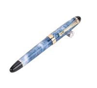 NVVVNX Classics - Penna stilografica con corpo spesso 1 mm, pennino curvo, in metallo, penna stilografica di lusso per scrittura (blu marmo)