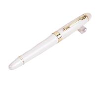 NVVVNX Classics - Penna stilografica in metallo, con corpo spesso 1,0 mm, pennino piegato, inchiostro di lusso, regalo per scrittura (bianco pirale)