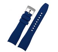 NVVVNX Per Rolex Longine Citizen BN0193 Cincolo di orologio silicone di silicone curvo 19mm 20mm 22mm 21 Accessori bracciali morbidi da uomo(Blue silver,20mm)