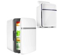 NVYAZJ Mini frigorifero per auto da 10 litri, mini frigorifero con funzioni di raffreddamento e riscaldamento alimentato AC/DC compatto e portatile a doppio uso per auto e casa