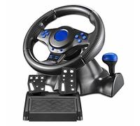 NVYAZJ Volante da corsa, attrezzatura da gioco e-sport con pedali Comandi del cambio e vibrazione Volante da corsa Asse di rotazione di 180° PS4/PS3/XBOX One/XBOX 360/Switch/Android/PC