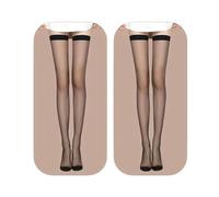 NVYRFS 2 Paia di Calze da Donna, Calze Nere Trasparenti Sexy in Seta, Calze sottilissime Fino alla Coscia(Black)