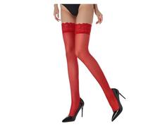NVYRFS Calze Autoreggenti Trasparenti Elastiche for Le Gambe, da Donna, Taglie Forti, Sexy, in Pizzo, Alte Fino alla Coscia e al Ginocchio(Red,S)