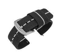 NVYRFS Cinturino elastico in nylon intrecciato a sgancio rapido da 18 mm, 20 mm, 22 mm e 24 mm, cinturino di ricambio for orologio sportivo da uomo.(Black white-Silver,18mm)