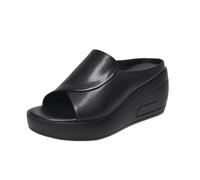 NVYRFS Sandali da donna Pantofole da donna Zeppa nera Piattaforma Punta aperta Donna Fondo spesso Tacco alto da spiaggia Ciabatte(Black,40)