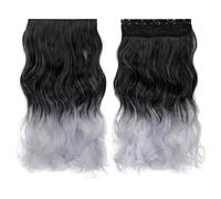 Nvzi 1 extension per capelli con clip, 45 cm, ondulate e resistenti al calore, per un volume istantaneo, da nero a grigio chiaro