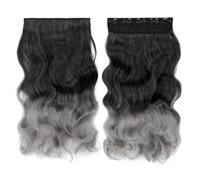 Nvzi 1 extension per capelli con clip, 45 cm, ondulate e resistenti al calore, per un volume istantaneo, da nero a grigio