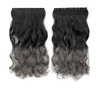 Nvzi 1 extension per capelli con clip, 45 cm, ondulate e resistenti al calore, per un volume istantaneo, da nero a grigio scuro