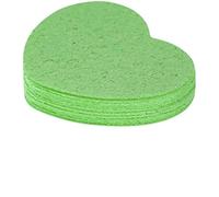 Nvzi 10 pezzi di detergente viso compresso a forma di cuore verde con polpa di legno di cotone per tonificazione, pulizia, rimozione del trucco e spugna per la pulizia del viso
