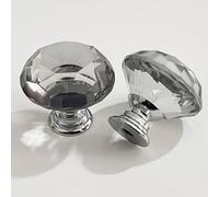 Nvzi 10 pomelli in cristallo da 30 mm, a forma di diamante, per cassetti da cucina, armadi e cassettiere, grigio