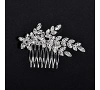 Nvzi Fermaglio per capelli da sposa, con fiori e perle, color oro, con strass, per spose, damigelle d'onore, donne e ragazze (A) L75