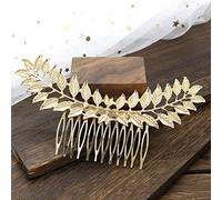 Nvzi Fermaglio per capelli da sposa con fiori e perle di cristallo, dorati, accessori per capelli con strass, per spose, damigelle d'onore, donne e ragazze (oro) A22