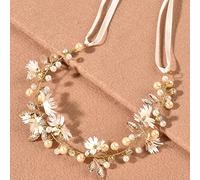 Nvzi Forcine per capelli da sposa con fiori e perle di cristallo, dorate, accessori per capelli con strass, per spose, damigelle d'onore, donne e ragazze (arancione)