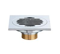 Nvzi Scolapiatti quadrato da 10,2 cm, inserto per piastrelle con griglia di copertura rimovibile, realizzato in ottone massiccio con finitura cromata