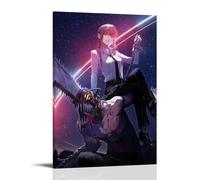 NWFWZP Poster su tela con immagine di Chainsaw Man, motivo classico di anime e animazione, decorazione artistica da parete, per camera da letto, 60 x 90 cm, con cornice