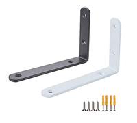 NWHJ Staffe a L Semplice per Mensole, Staffa in Ferro Metallo Bianco, Staffa Angolare Nera, Reggimensola Angolo Retto, Fai-da-Te e Salvaspazio, 2 Pezzi