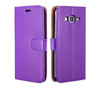 NWNK13® - Custodia a libretto per Samsung Galaxy J3, con scomparto per monete e carte di credito, supporto integrato e apertura laterale, con pellicola salvaschermo e pennino capacitivo inclusi viola Purple Samsung Galaxy J3