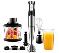 NWOUIIAY Frullatore Immersione 1200W 6 in 1 frullatore multifunzionale con Acciao Inossidabile 304 Frusta Elettrica Tritatutto con Turbo Presa Antiscivolo Minipimer Velocità regolabile Mixer Cucina
