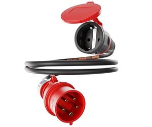 NWP Adattatore 1,5 m, 16 A, 400 V, spina ad alta corrente su 230 V, presa Schuko - IP44 - 3 x 2,5 mm²