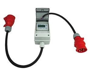 NWP Adattatore CEE 16 A 400 V - contatore elettrico digitale portatile - calibrato - (con reset) IP44 - 3 fasi