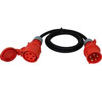 NWP Prolunga CEE da 2 m, 400 V, 16 A, nero, IP44, 5 x 2,5 mm², H07RN-F, cavo di prolunga per cantiere, industrie, esterni