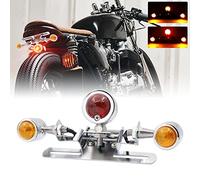 NWpangu Fanale Posteriore a LED per Moto, 12V Universale 3-Teste Integrata LED Luce di Stop Luce Freno Luci Posteriori con Targa, per Moto Scooter Bicicletta Quad ATV, Argento