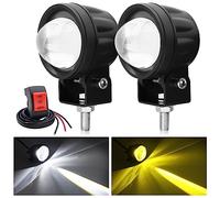 NWpangu Faretti per moto Fendinebbia a LED, Giallo e Bianco Bicolore Fari Anteriori Supplementari 12V 24V Universali per Moto, ATV, UTV, Dirt Bike(Con Interruttore)