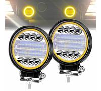 NWpangu Fari LED Trattore con anello Ambra Halo, 4,5 pollice 96W 12000LM Rotonde Faretto LED 12V 24V Faro da Lavoro Fuoristrada IP67 per Trattore 4x4 SUV UTV ATV, 2 Pezzi