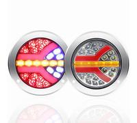 NWpangu Luci posteriori rotonde a LED 4 pollici 12V 24V Fanale posteriore multifunzione Freno Stop Indicatore di direzione Luce di retromarcia per semirimorchio trattore, 2 pezzi (Cromo)