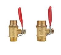 NWPNLXEA 2Pcs Brass Ball Valve 1/4" 3/8" Male To Male Thread with Red Lever Handle Connector Joint Pipe Fittings Coupling (1I4 inch to 1I4 inch)