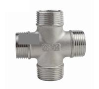 NWPNLXEA 304 Stainless Steel 1/4" 3/8" 1/2" 3/4" 1" 1-1/4" Female Male Thread 4 Way Equal for Water Gas And Oil Cross Pipe Fittings(Male Thread,1/4")