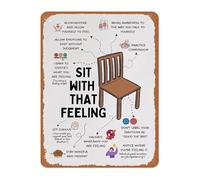 NWPNLXEA Counseling Decor Metal Sign Sit With That Feeling Mindfulness Quote for Office or Study Wall 8 X 12