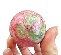 NWPNLXEA Crystal Rose Stone Ball Divnation Sphere Feng Shui Ornaments for Balance Yoga Home Office Decoration,60~65mm