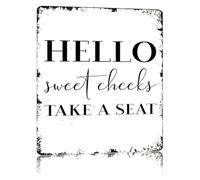 NWPNLXEA Humorous Retro Hello Sweet Cheeks Aluminum Sign for Couples Bathroom Decor 8 X 12