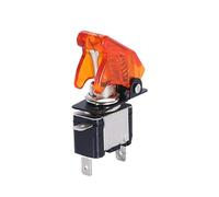 NWPNLXEA LED Car Modification Arm Push Button Illuminated Toggle Switch with Aircraft Flip Up Cover Guard 12V20A Transparent(Yellow)