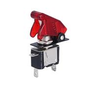 NWPNLXEA LED Car Modification Arm Push Button Illuminated Toggle Switch with Aircraft Flip Up Cover Guard 12V20A Transparent(Red)