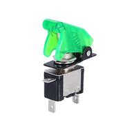 NWPNLXEA LED Car Modification Arm Push Button Illuminated Toggle Switch with Aircraft Flip Up Cover Guard 12V20A Transparent(Green)