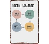NWPNLXEA Mindful Calm Vintage Aluminum Metal Sign for Focus Relaxation in Home Office Study or Classroom 8 X 12