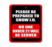 NWPNLXEA Official We Check ID Sign Age Verification Metal Tin Sign for Bar Wall Decor No One Under 21 Served 8 X 12